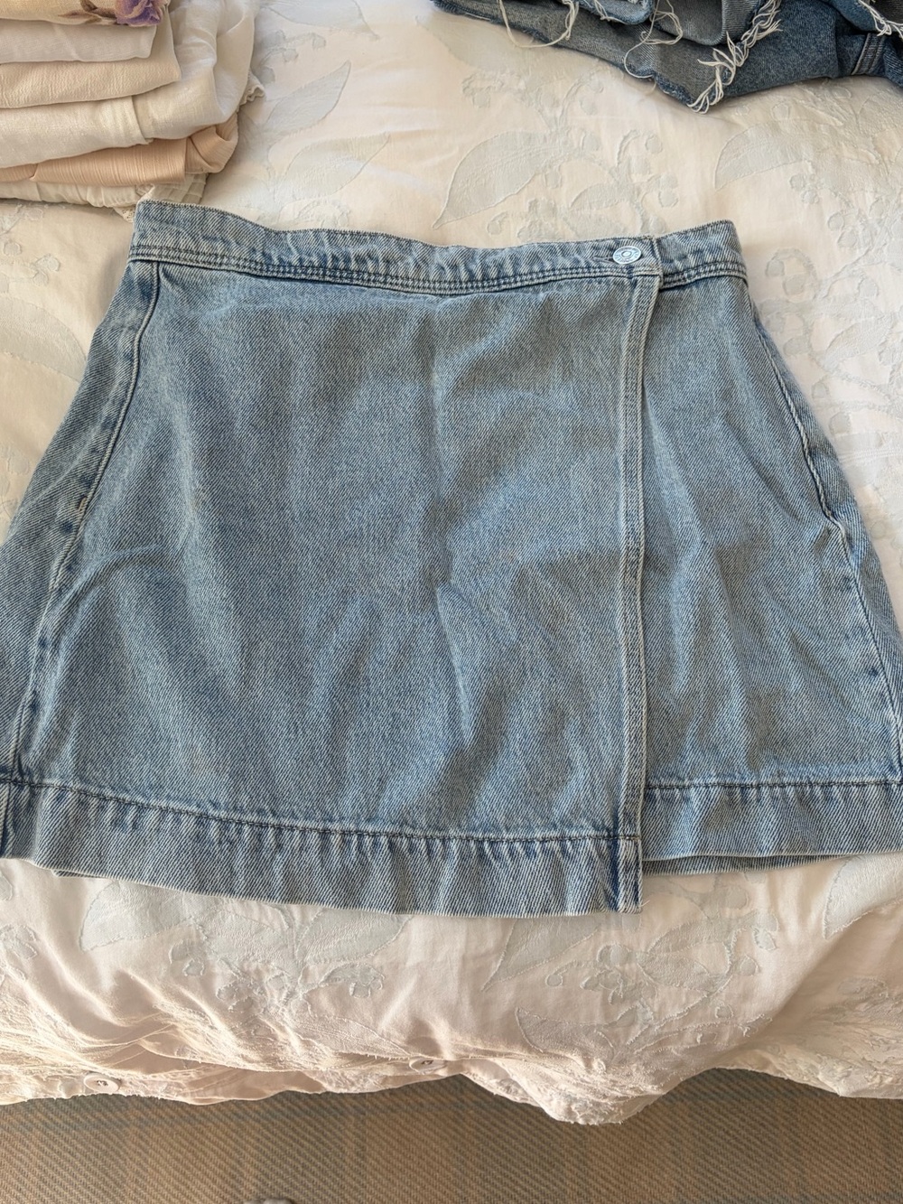 PAIGE Light Blue Denim Mini Skirt